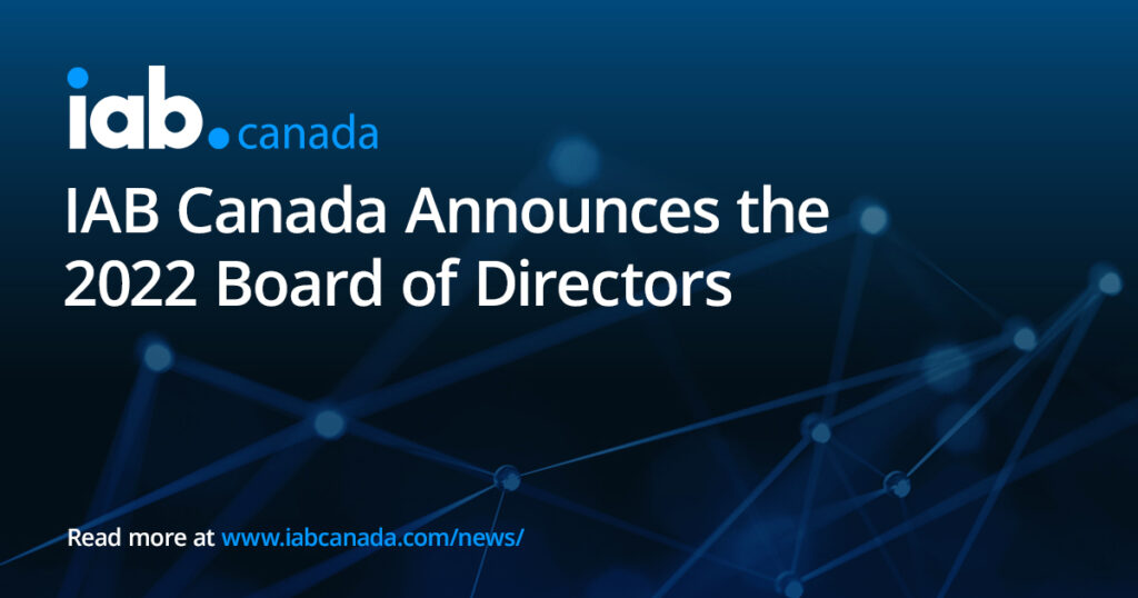 Article header titled "IAB Canada Announces the 2022 Board of Directors"